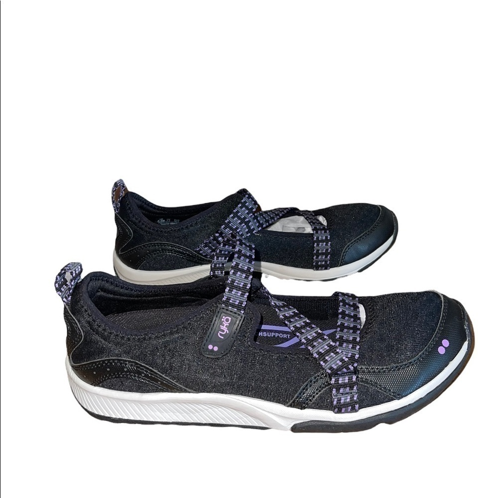 RYKA Kailee Adjustable Mesh Black & Purple Comfort Sneakers Women's Size 9.5M